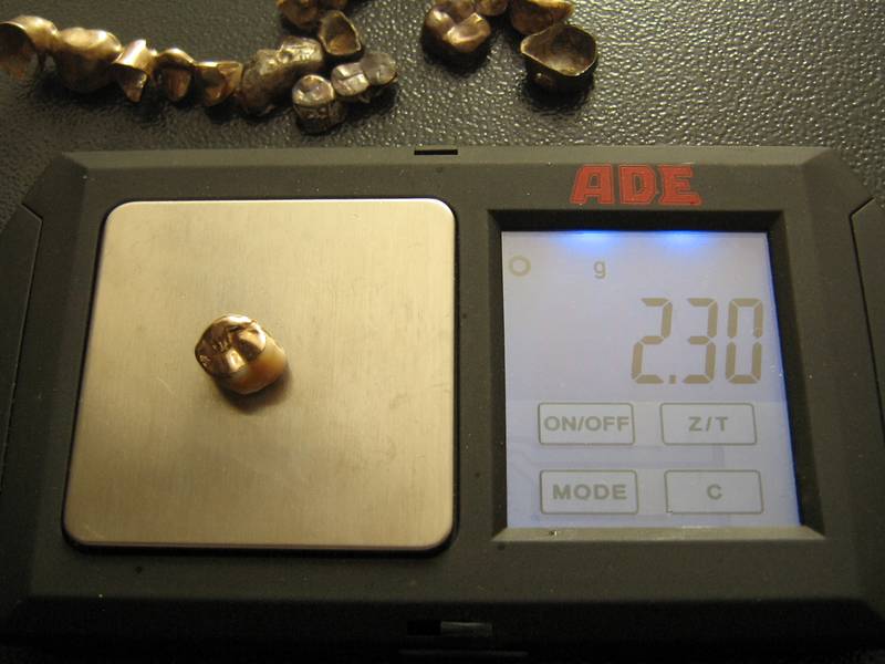 2.30 grams of dental scrap gold on the scale
