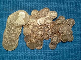 Austrian ducats on a pile