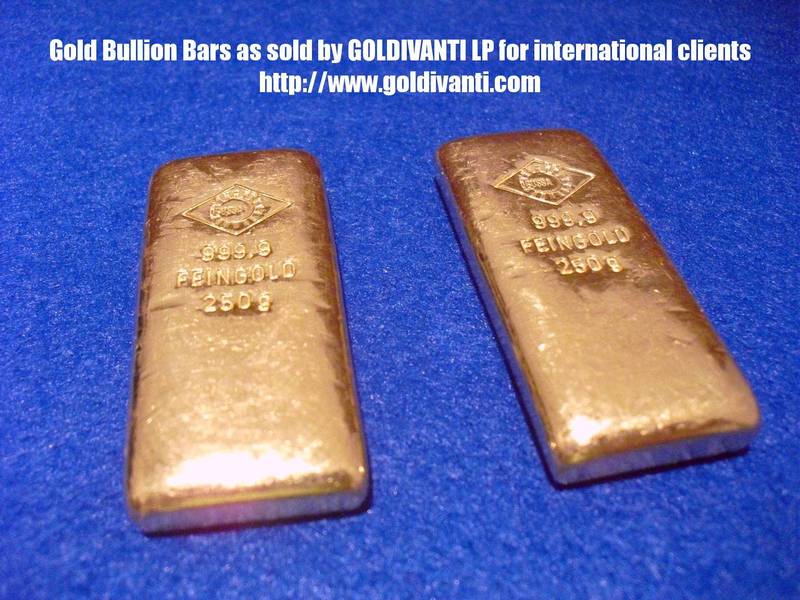 Oegussa 250 grams gold bars of fine gold