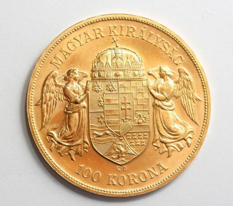 Hungarian gold coin of 100 korona