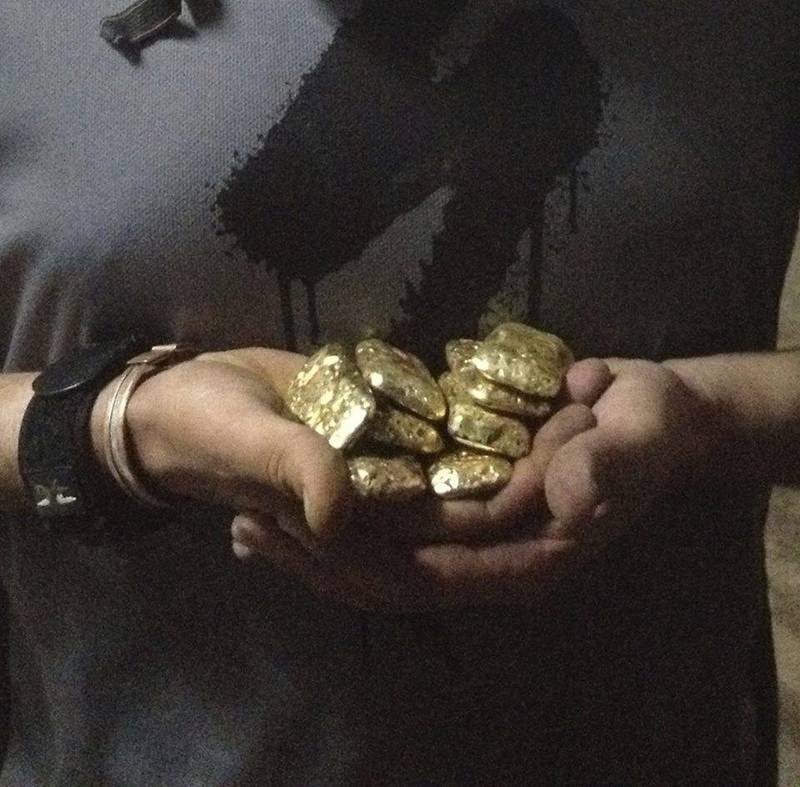 Several kilograms of gold after production on Tanzanian gold mining site
