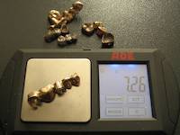7.26 grams of dental scrap gold on the scale