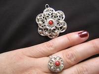 Filigree silver jewelry and ring