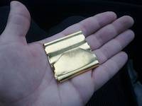 Refined gold sheet on my hand