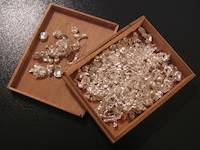 Silver flakes in a wooden box