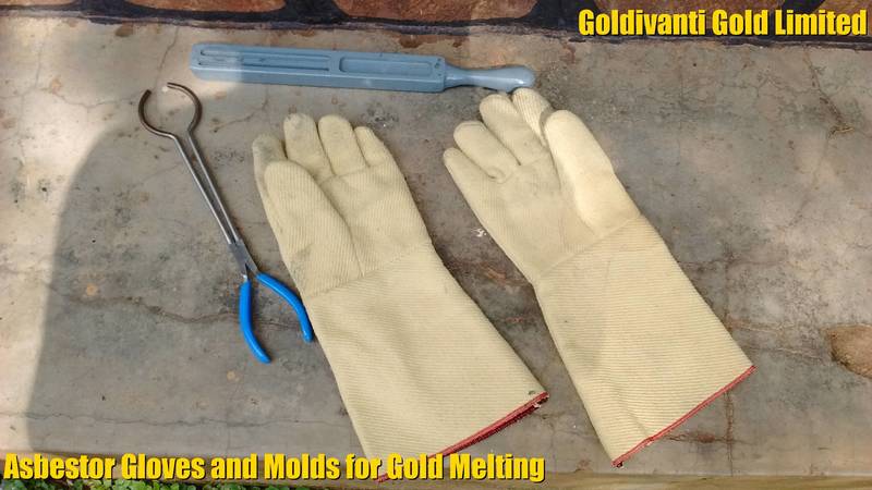 Asbestos Gloves and Molds for Gold Melting