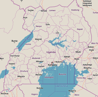 Uganda map from Openstreetmaps.org